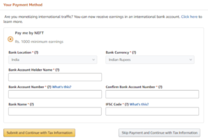payment method in amazon affiliate